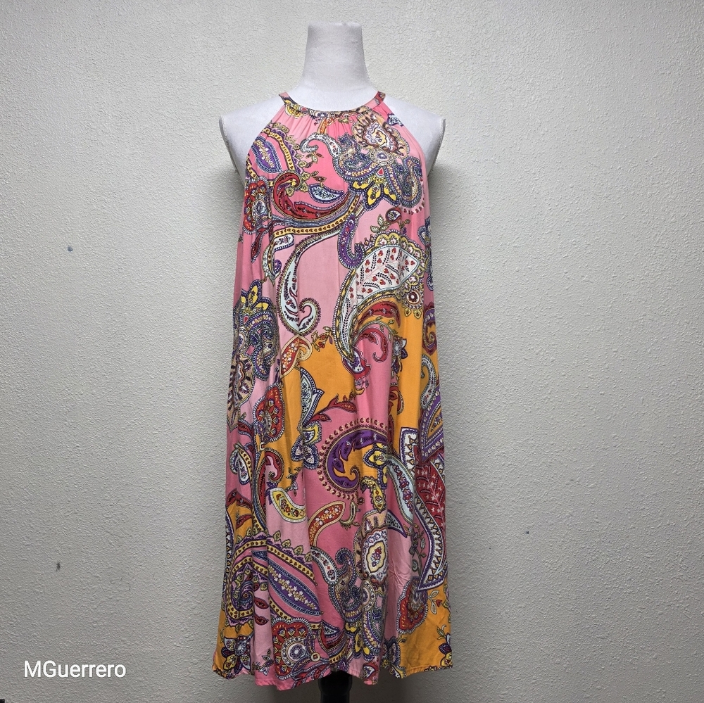 Old Navy Multi Pink Paisley Dress Size Large Sundress Coverup Summer Beach